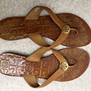 Tory Burch Leather Flip Flops Used